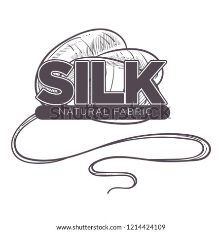 Silk natural fabric thread poster with text