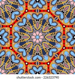 silk neck scarf or kerchief square pattern design in ukrainian karakoko style for print on fabric, vector illustration