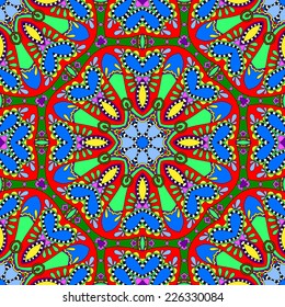 silk neck scarf or kerchief square pattern design in ukrainian karakoko style for print on fabric, vector illustration