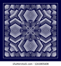 Silk neckerchief with abstract contrast geometric pattern
