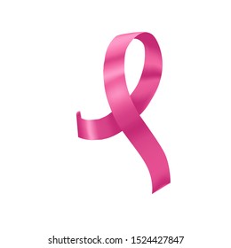 silk pink ribbon isolated on white background vector realistic illustration