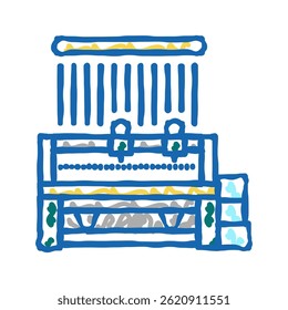 máquina de produção de seda ícone doodle esboço vetor. sinal de máquina de produção de seda. ilustração de símbolo isolado