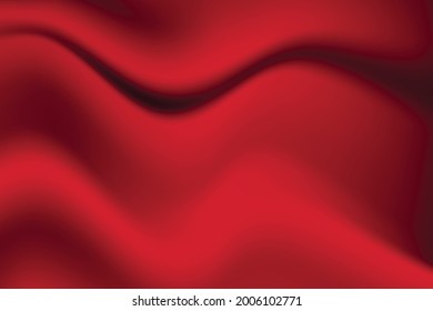 Silk red background. Abstract vector pattern with copy space. Liquid wave texture, smooth drapery wallpaper. Wedding fabric, satin. Wavy design for banner, card, postcard, backdrop.