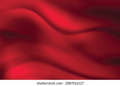 Silk red background. Abstract vector pattern with copy space. Liquid wave texture, smooth drapery wallpaper. Wedding fabric, satin. Wavy design for banner, card, backdrop.