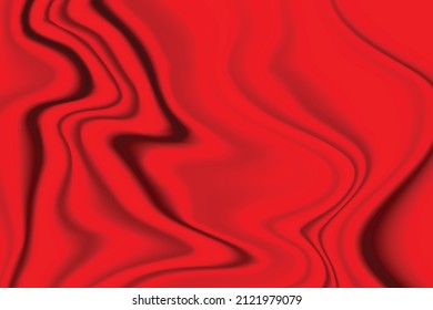 Silk red background. Abstract vector pattern with copy space. Liquid wave texture, smooth drapery wallpaper. Wedding fabric, satin. Wavy design for banner, card, postcard, backdrop.