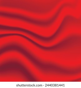 Silk red background. Abstract vector pattern with copy space. Liquid wave texture, smooth drapery wallpaper. Wedding fabric, satin. Wavy design for banner, card, postcard, backdrop.