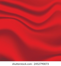 Silk red background. Abstract vector pattern with copy space. Liquid wave texture, smooth drapery wallpaper. Wedding fabric, satin. Wavy design for banner, card, postcard, backdrop.