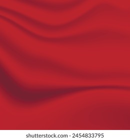 Silk red background. Abstract vector pattern with copy space. Liquid wave texture, smooth drapery wallpaper. Wedding fabric, satin. Wavy design for banner, card, postcard, backdrop.
