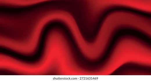 Fundo vermelho seda. Padrão vetorial abstrato com espaço de cópia. Textura de onda líquida, papel de parede de cortina suave. Tecido de casamento, cetim. Design ondulado para banner, cartão, cartão postal, fundo.