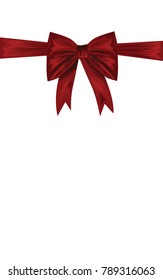 Silk red ribbon bow isolated on white background. Vector design template for your flyer, banner, etc. EPS10