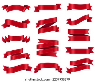 Silk Red Ribbon With White Background With Gradient Mesh, Vector Illustration