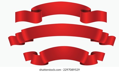 Silk Red Ribbons And Tags White Background With Gradient Mesh, Vector Illustration design