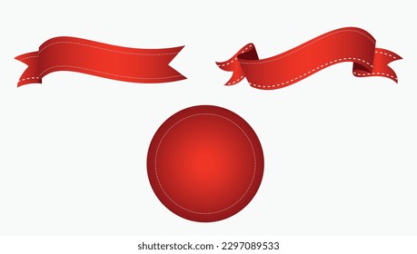 Silk Red Ribbons And Tags White Background With Gradient Mesh, Vector Illustration design