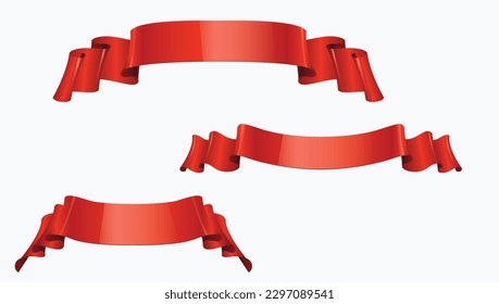 Silk Red Ribbons And Tags White Background With Gradient Mesh, Vector Illustration design