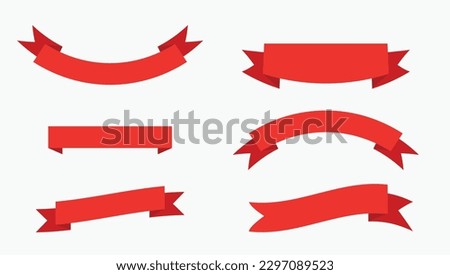 Silk Red Ribbons And Tags White Background With Gradient Mesh, Vector Illustration design
