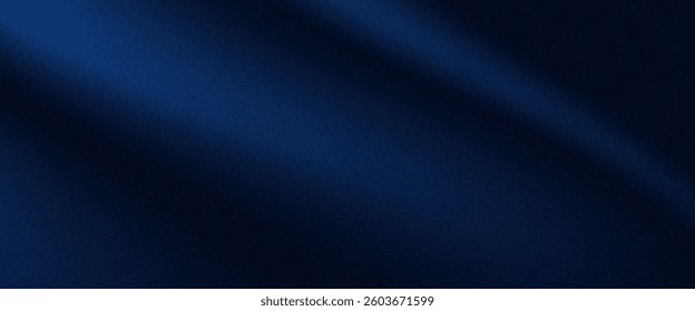 Silk satin fabric. Navy blue color. Abstract dark elegant background with space for design. Soft wavy folds. Drapery. Gradient. Light lines. Shiny. Shimmer. Glow.Template.vector eps10