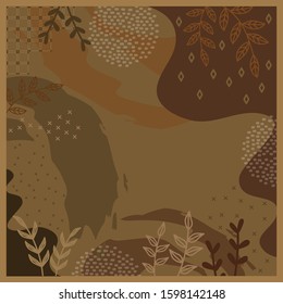 silk scarf abtract pattern design on brown color background