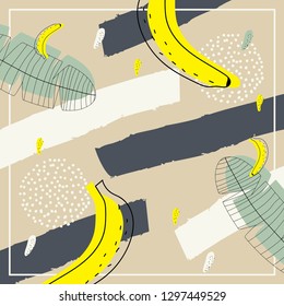 Silk scarf with banana pattern
