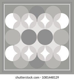 Silk scarf with circle pattern on gray