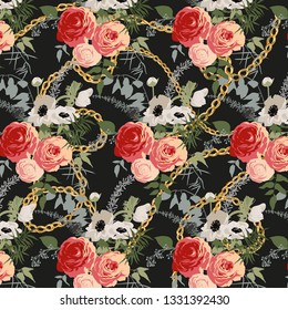 silk scarf design, chain pattern, textile print - vector background