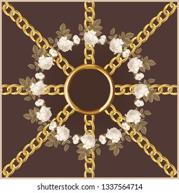 silk scarf design, chain pattern,  textile print - vector background