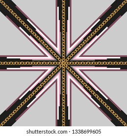 silk scarf design, chain pattern,  textile print - vector background
