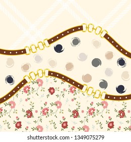 silk scarf design, chain pattern, textile print - vector background
