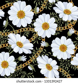 silk scarf design, chains pattern, textile print - vector background