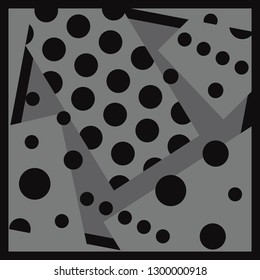Silk scarf design with circle dots motif on monochrome