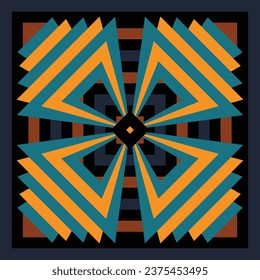 Silk scarf design with colored geometric pattern. #02