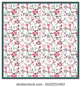 Silk scarf design. Colorful abstract pattern on ornament flower. t's perfect for wallpaper, fabric design, textile design, cover, wrapping paper. Seamless floral pattern with colorful flowers