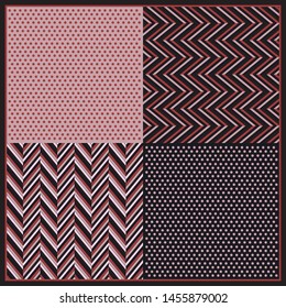  Silk scarf design with combination geometric pattern