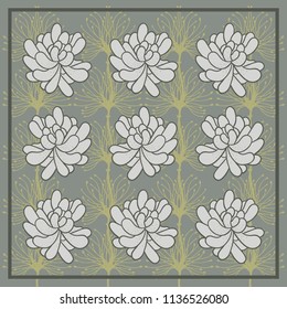 Silk scarf design with flowers pattern