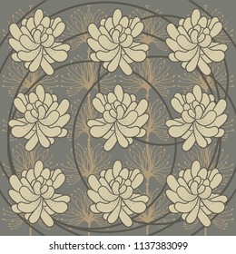 Silk scarf design with flowers pattern