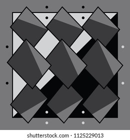 Silk scarf design with geometric squares