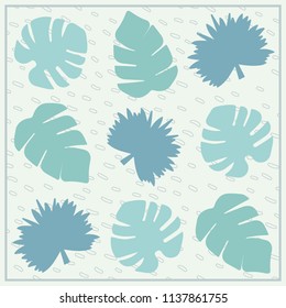 Silk scarf design with leaves pattern