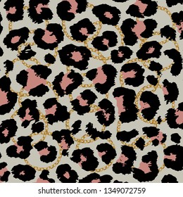 silk scarf design, leopard pattern, textile print - vector background