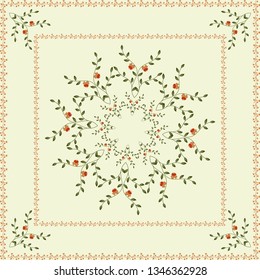 silk scarf design, pattern, textile print - vector background
