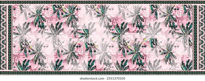 silk scarf design with seamless textile pattern