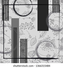 silk scarf design with stripes and circle pattern