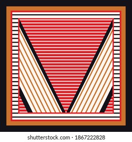 Silk scarf design textile vector illustration. Scarves pattern with diagonal lines