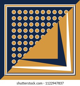 Silk scarf with dots and triangles shape lines