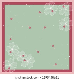 Silk scarf with florals pattern
