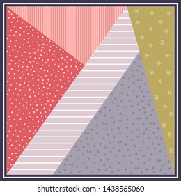 silk scarf geometric design with pattern combination