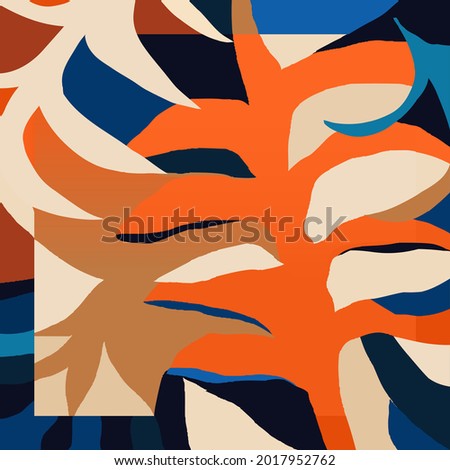 Silk scarf modern design. Abstract plants illustration. Fashionable vector template for your design.