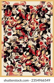 Silk scarf modern design with bright colorful artistic ornament. Abstract ethnic style. Fashionable vector template for your design.