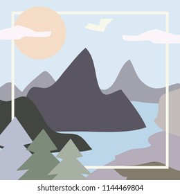 Silk scarf with mountain design style