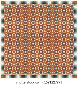 Silk scarf pattern with circle and dots design