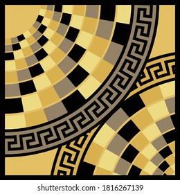 Silk scarf pattern with circle mandala design on yellow