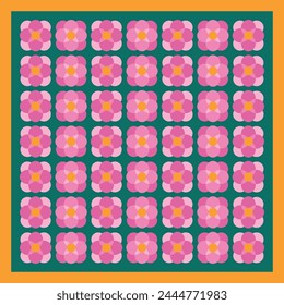 Silk scarf pattern design with abstract flower motif